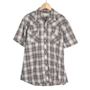Vintage Wrangler Wrancher Pearl Snap Shirt XL Shadow Plaid Western Cowboy